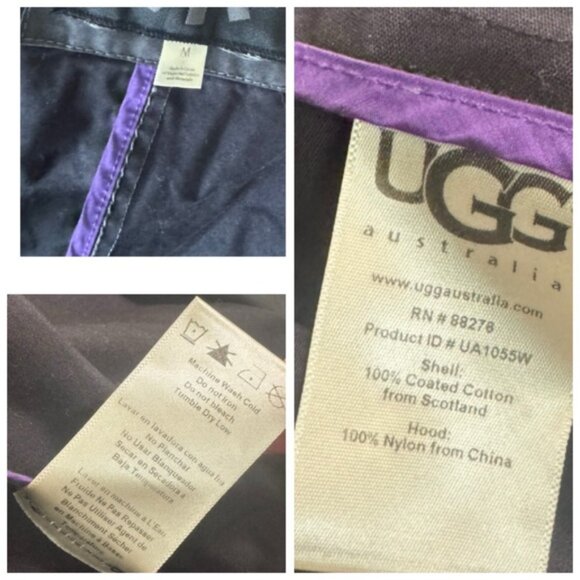 UGG Hallie Waterproof Coated Cotton Cape Poncho Trench Coat Jacket Hood Pocket M - Picture 14 of 16